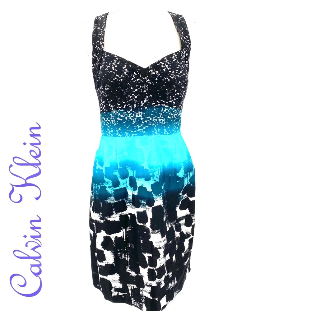 Calvin Klein Criss cross fit flare Ombré dress